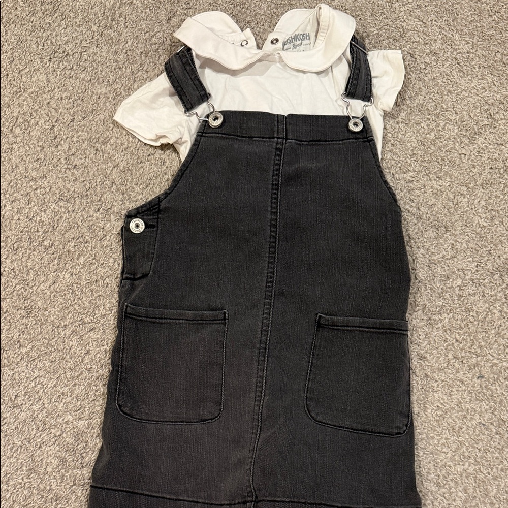 OshKosh B'gosh Black Overalls with White Shirt